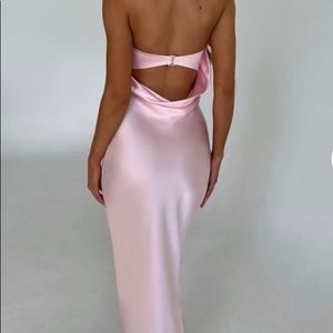 Long satin pink dress